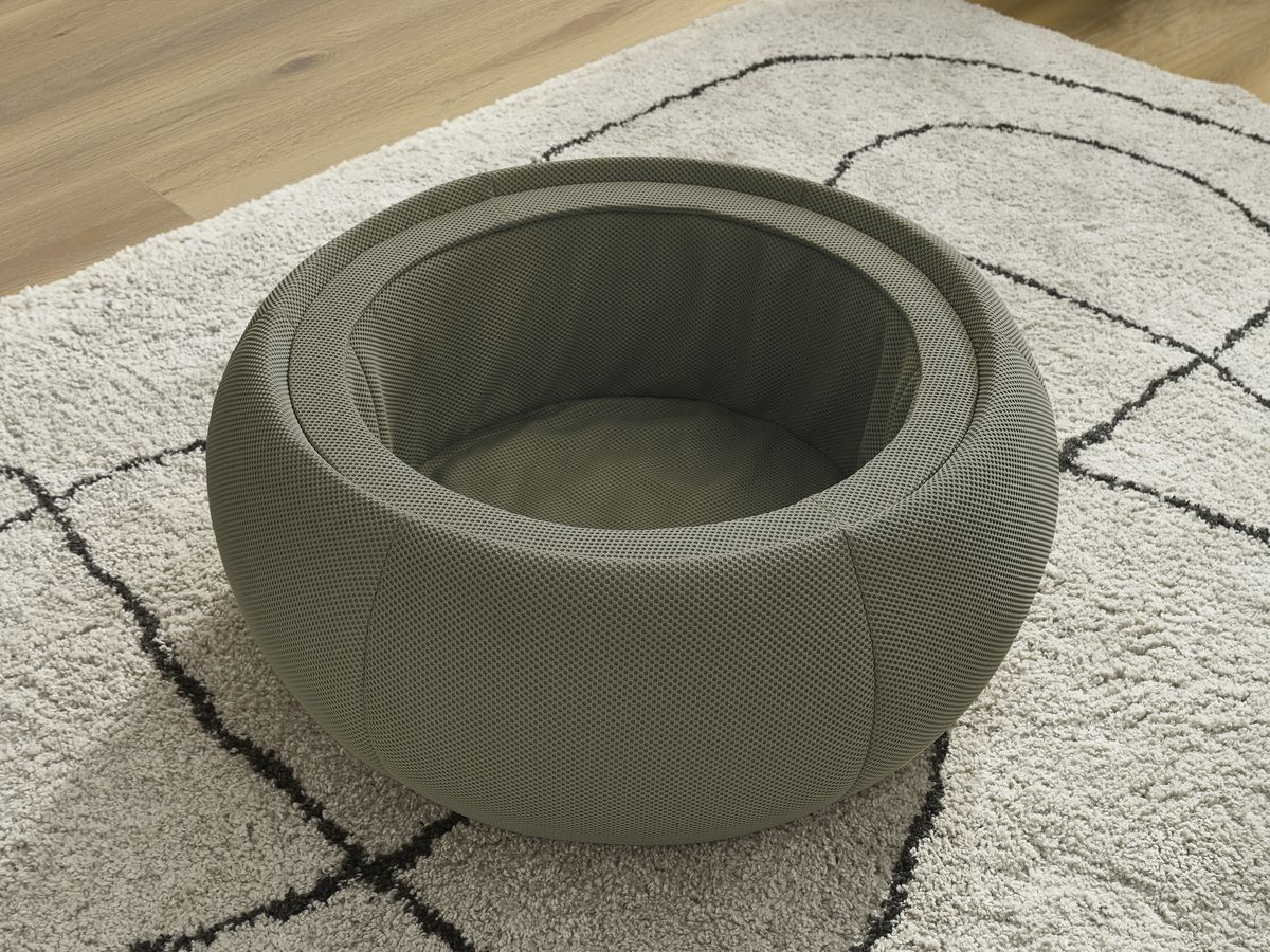 Ronde poef met HAYDEN mesh stoffen blad