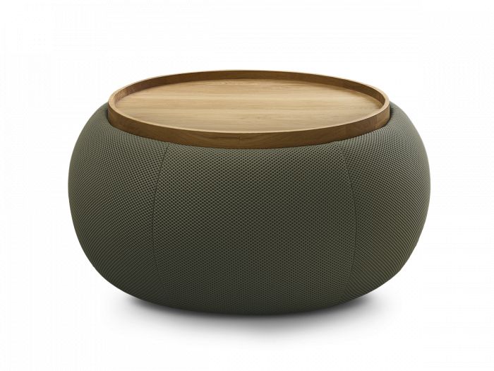 Pouf rond avec plateau HAYDEN tissu mesh