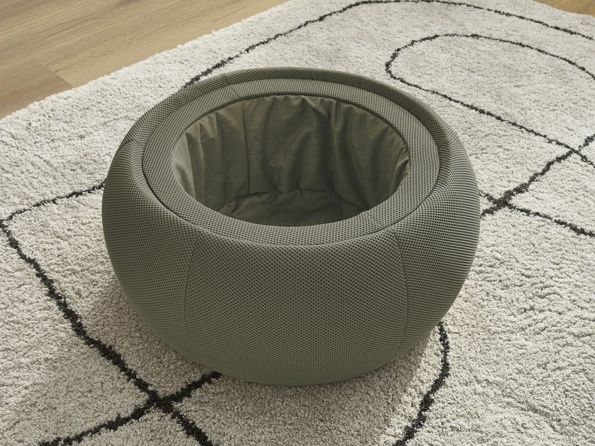 Ronde poef met HAYDEN mesh stoffen blad