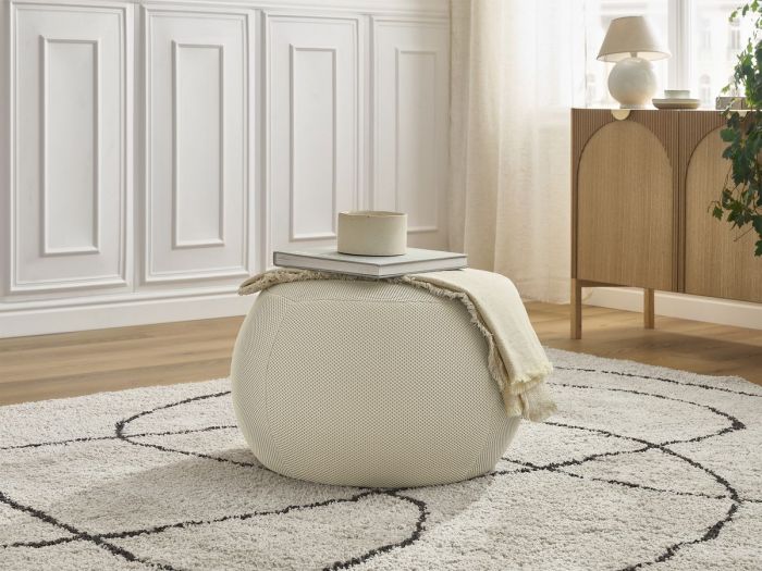 Pouf rond sans plateau HAYDEN tissu mesh