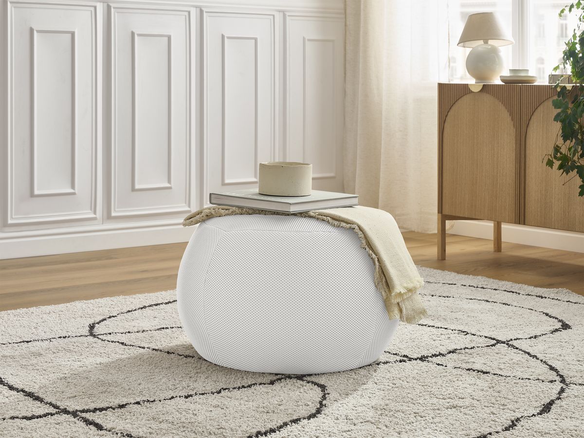 Pouf rond sans plateau HAYDEN tissu mesh