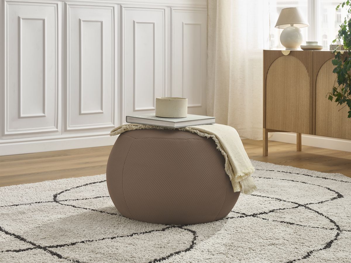 Pouf rond sans plateau HAYDEN tissu mesh
