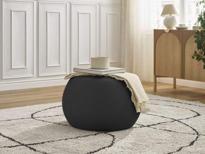 Pouf rond sans plateau HAYDEN tissu mesh