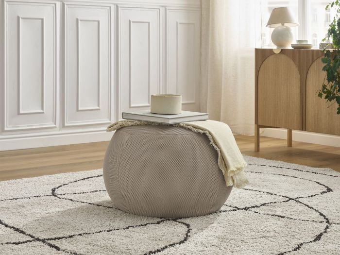 Pouf rond sans plateau HAYDEN tissu mesh
