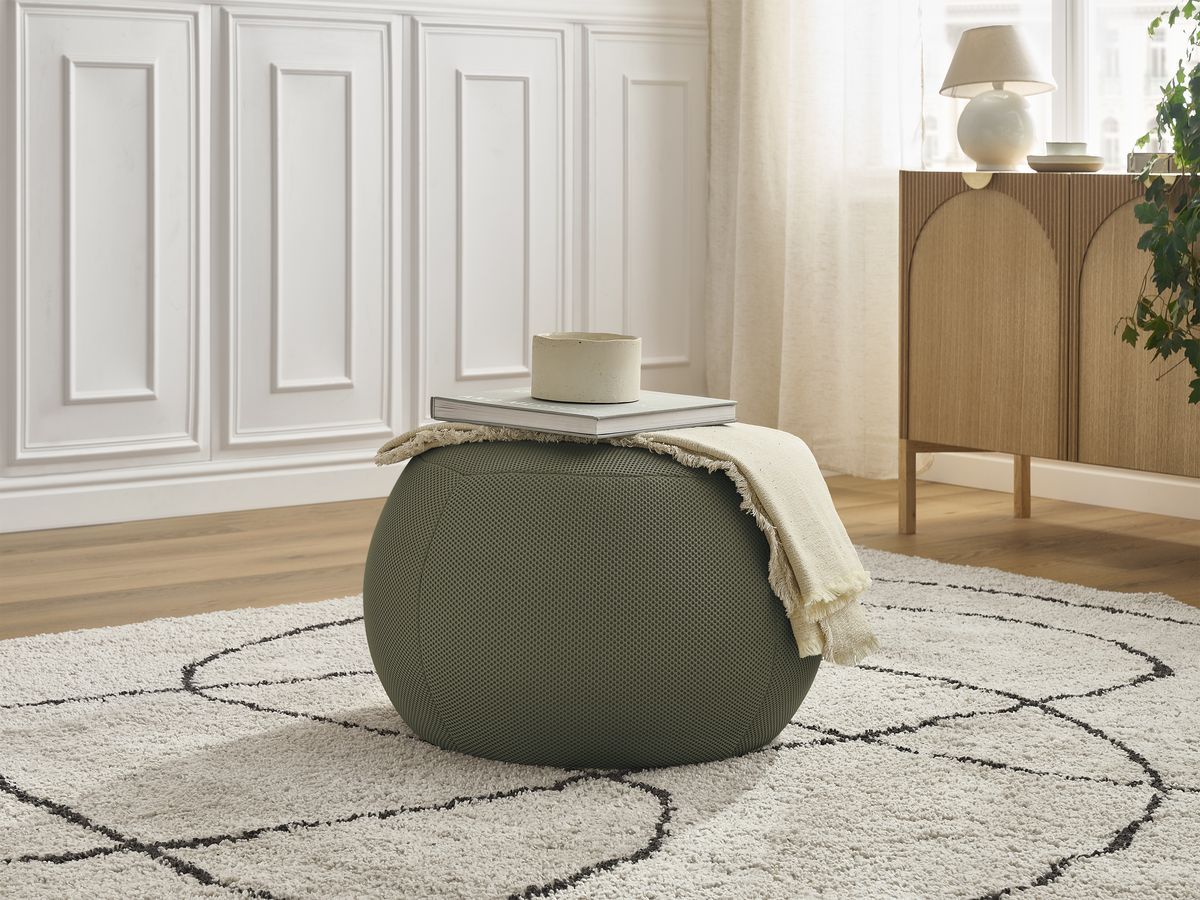 Pouf rond sans plateau HAYDEN tissu mesh