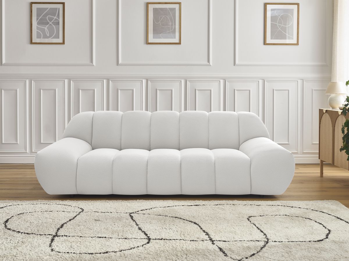 Canapé droit fixe 2 places HAYDEN tissu mesh blanc BOBOCHIC - Vue supplémentaire 3