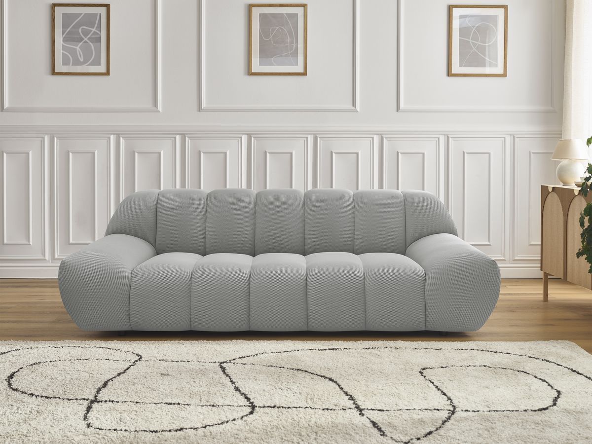 Canapé droit fixe 2 places HAYDEN tissu mesh gris clair BOBOCHIC - Vue supplémentaire 3