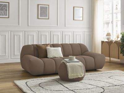 Canapé droit fixe 2 places HAYDEN tissu mesh avec pouf petit