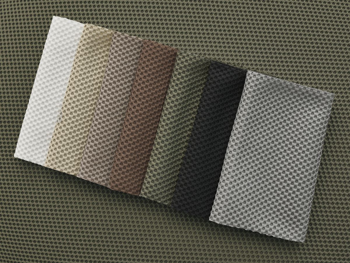 Canapé droit fixe 2 places HAYDEN tissu mesh avec pouf petit