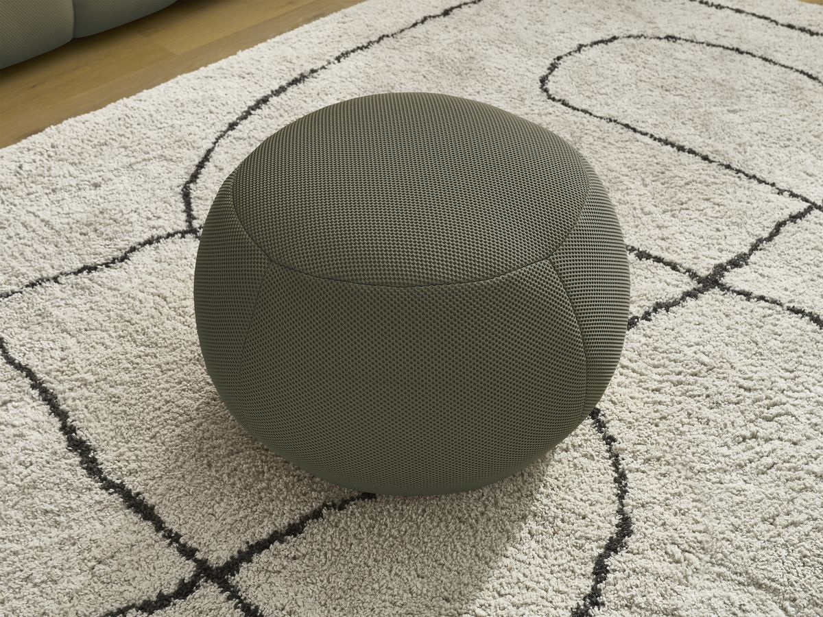 Canapé droit fixe 2 places HAYDEN tissu mesh avec pouf petit