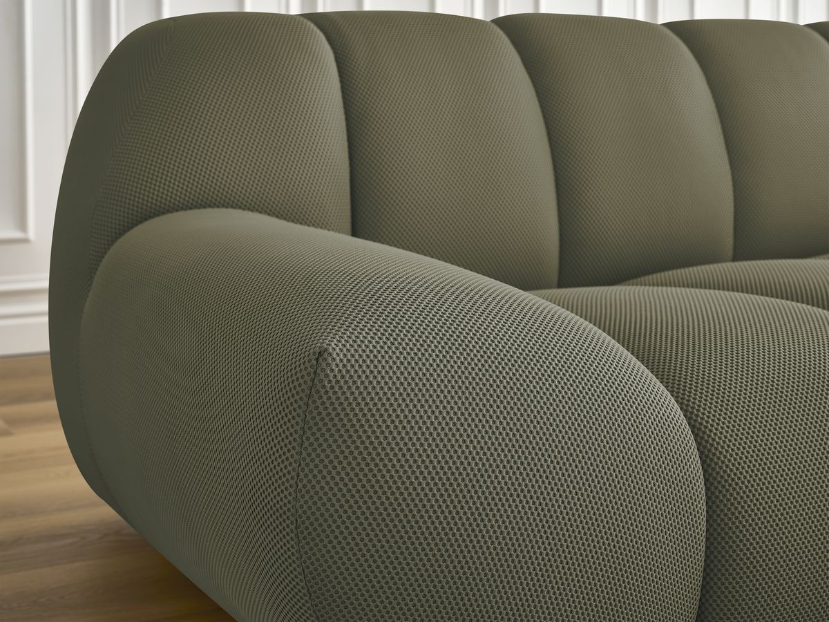 Canapé droit fixe 2 places HAYDEN tissu mesh avec pouf petit