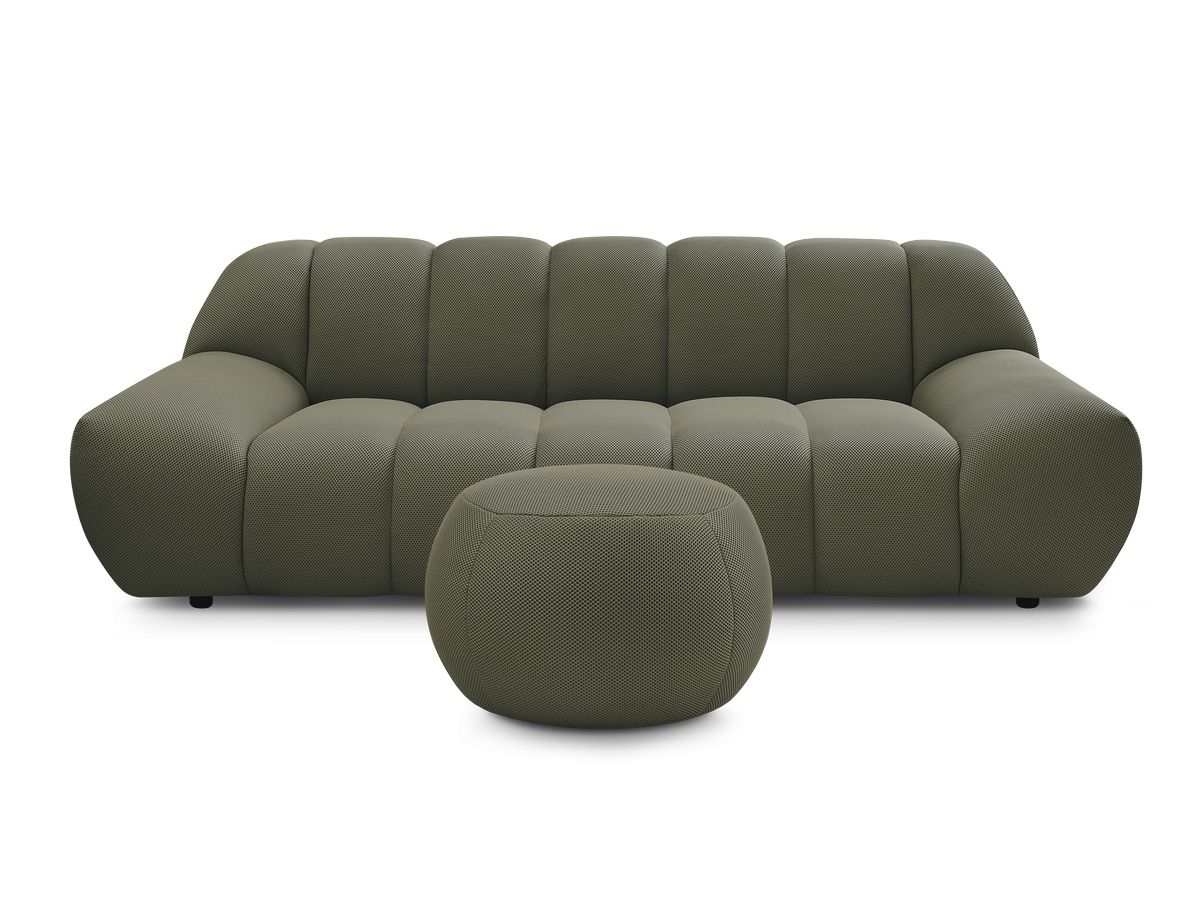Canapé droit fixe 2 places HAYDEN tissu mesh avec pouf petit