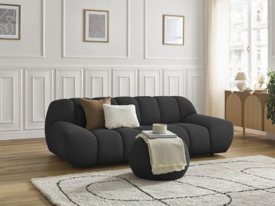 Canapé droit fixe 2 places HAYDEN tissu mesh avec pouf petit