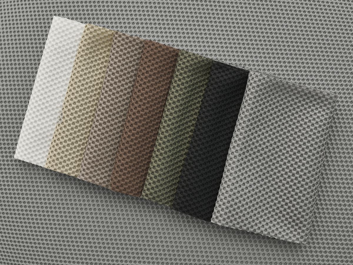 Canapé droit fixe 2 places HAYDEN tissu mesh avec pouf petit
