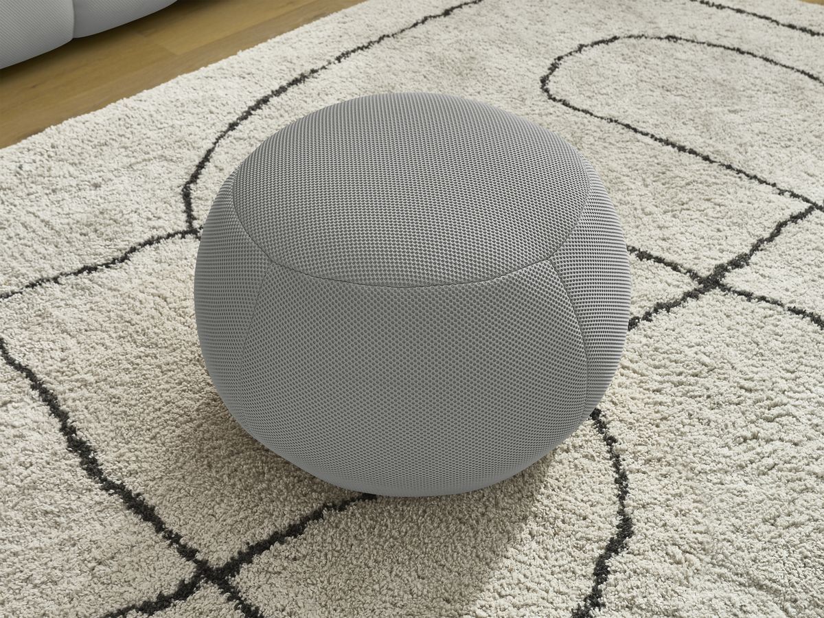 Canapé droit fixe 2 places HAYDEN tissu mesh avec pouf petit