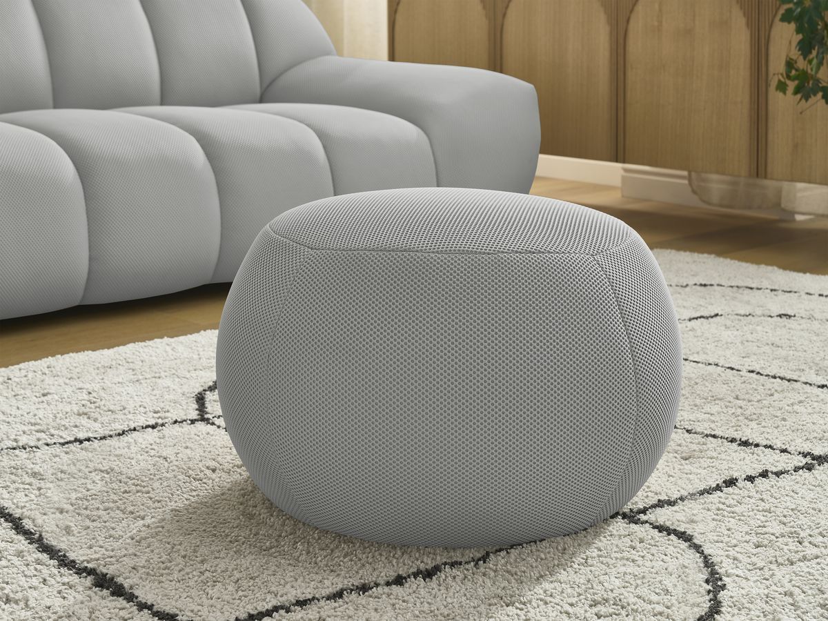Canapé droit fixe 2 places HAYDEN tissu mesh avec pouf petit