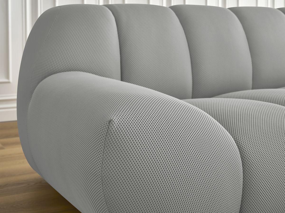Canapé droit fixe 2 places HAYDEN tissu mesh avec pouf petit