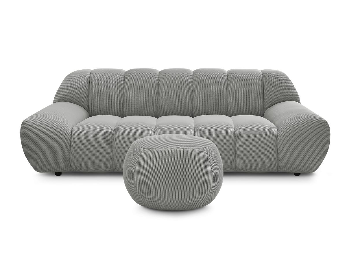 Canapé droit fixe 2 places HAYDEN tissu mesh avec pouf petit