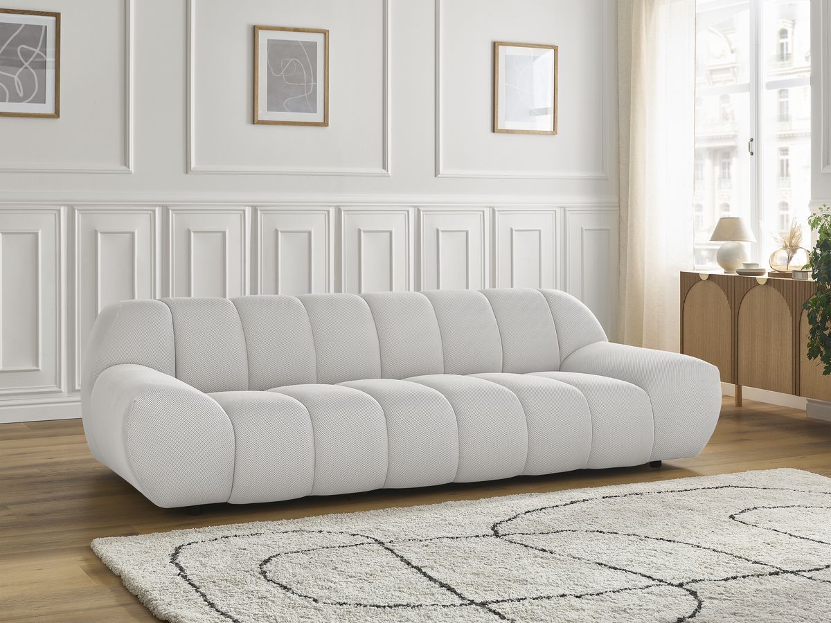 Canapé droit fixe 3 places HAYDEN tissu mesh