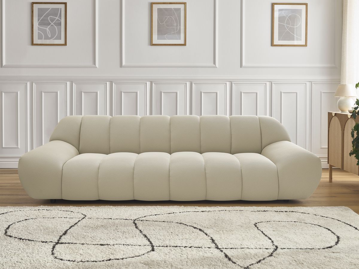 Hayden canapé droit fixe 3 places tissu mesh beige - Vue supplémentaire 3