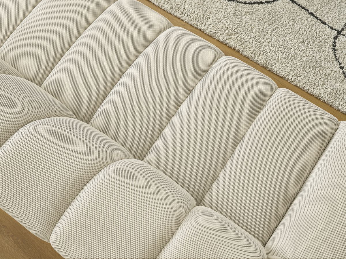 Canapé d'angle fixe EVEREST tissu chiné - Orange - Angle droit - 10 coussins