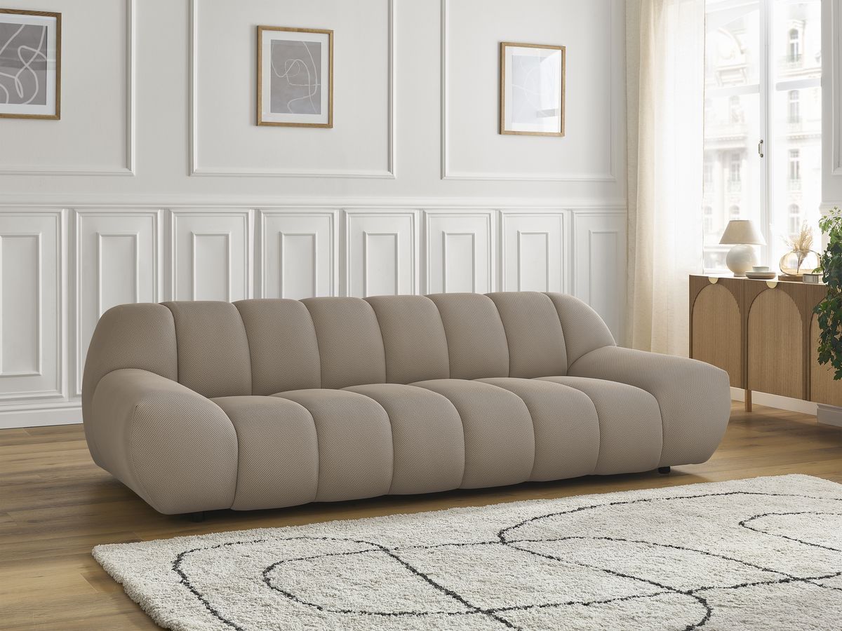 Canapé droit fixe 3 places HAYDEN tissu mesh