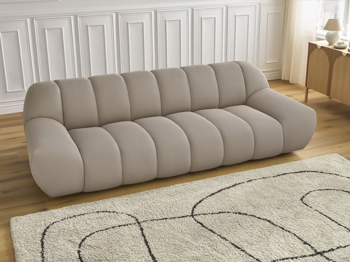 Canapé droit fixe 3 places HAYDEN tissu mesh