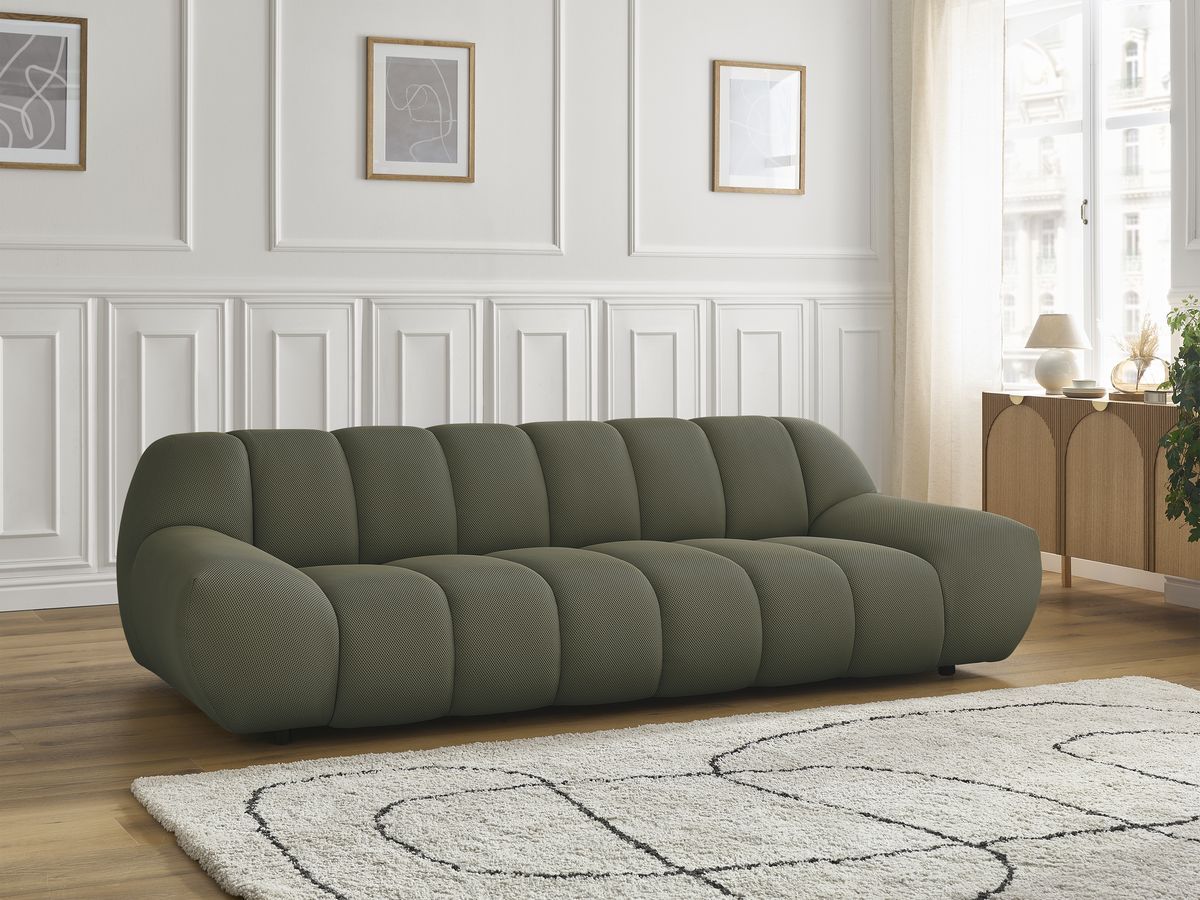 Canapé droit fixe 3 places HAYDEN tissu mesh