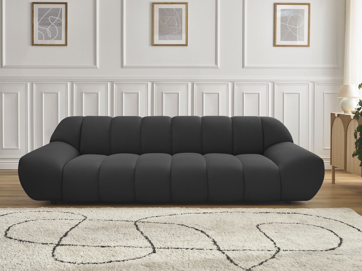 Hayden canapé droit fixe 3 places tissu mesh noir - Vue supplémentaire 3