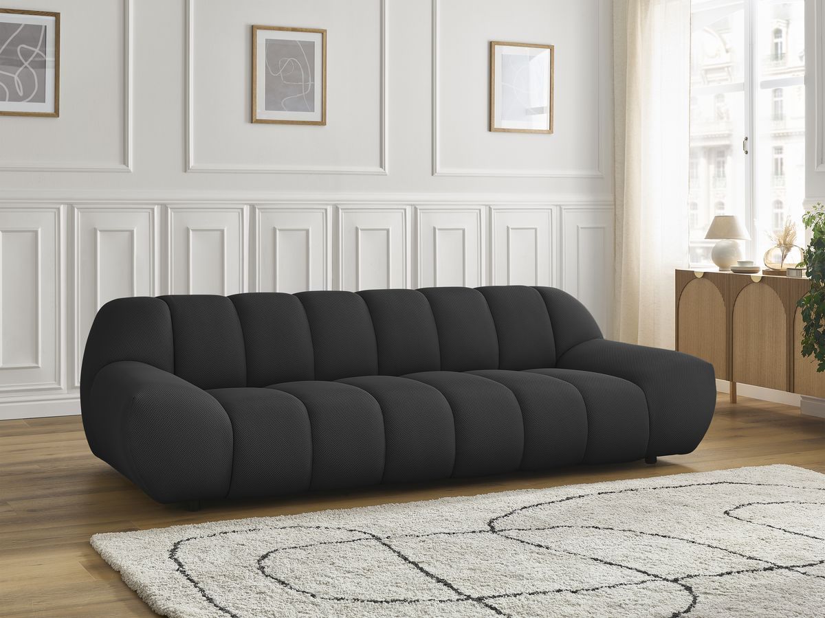 Canapé droit fixe 3 places HAYDEN tissu mesh