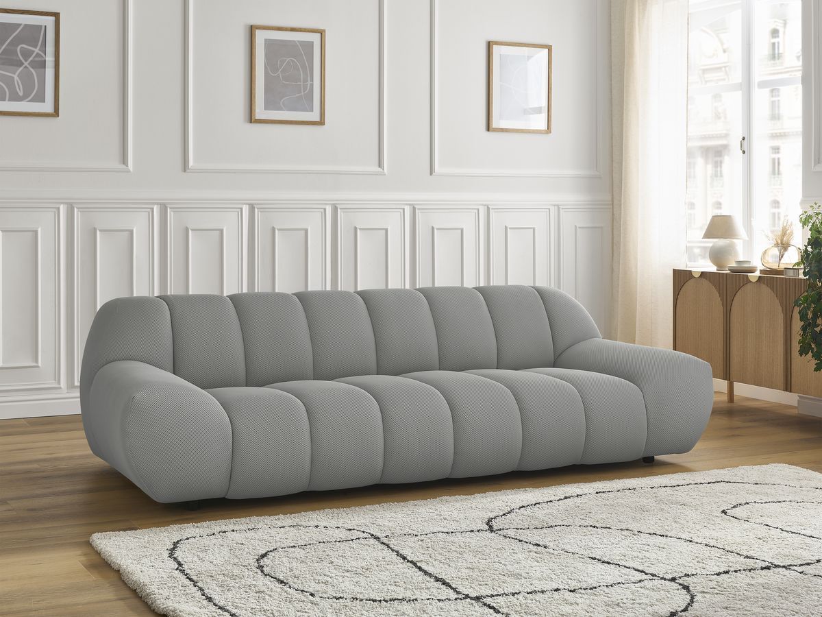 Canapé droit fixe 3 places HAYDEN tissu mesh