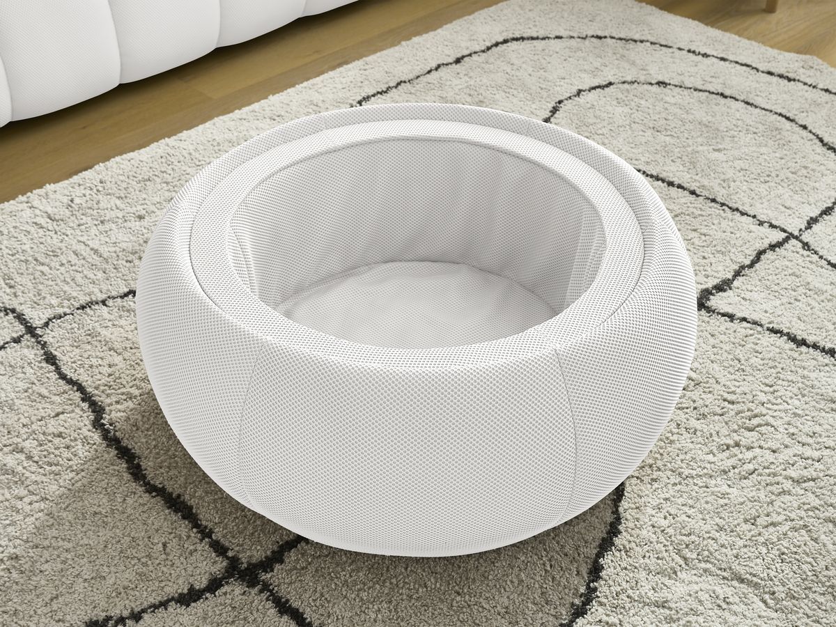 Canapé droit fixe 3 places HAYDEN tissu mesh avec pouf grand avec plateau