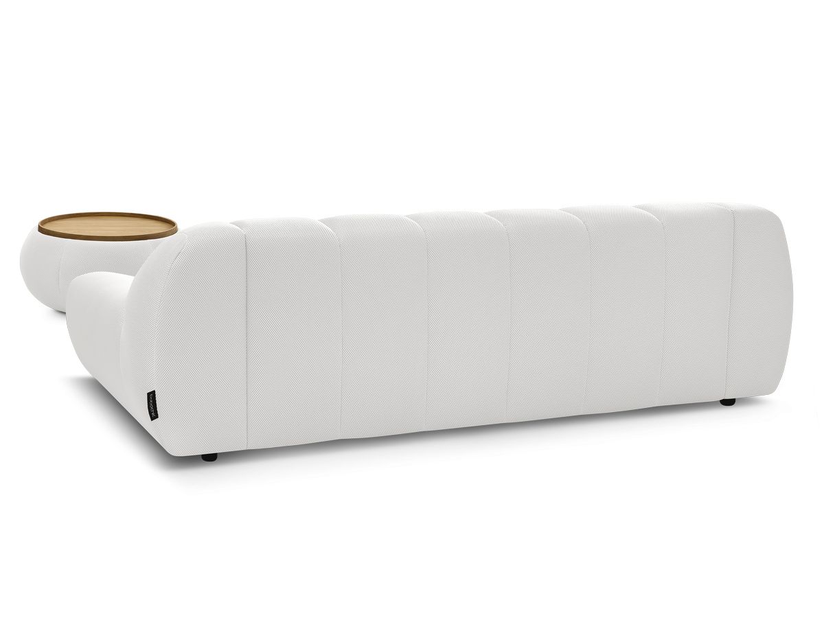 Canapé droit fixe 3 places HAYDEN tissu mesh avec pouf grand avec plateau