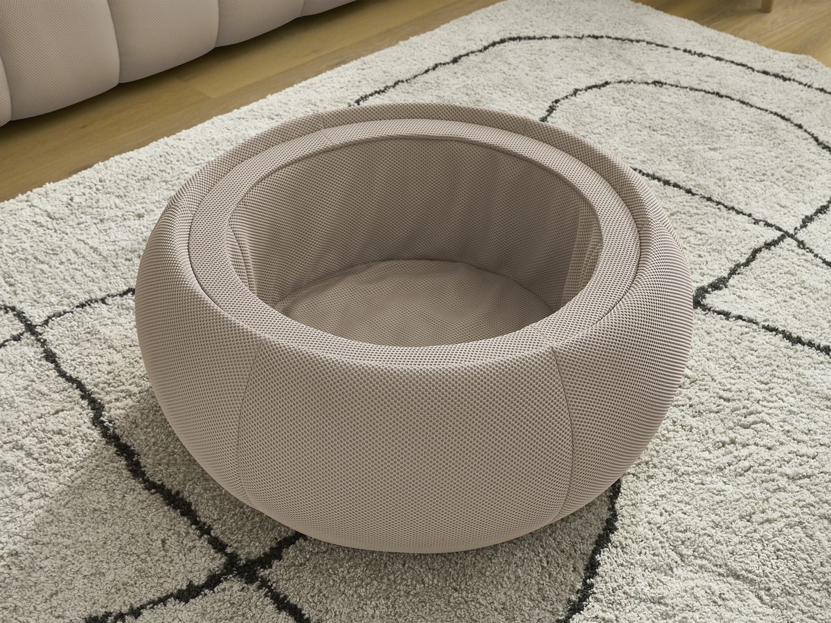 Canapé droit fixe 3 places HAYDEN tissu mesh avec pouf grand avec plateau