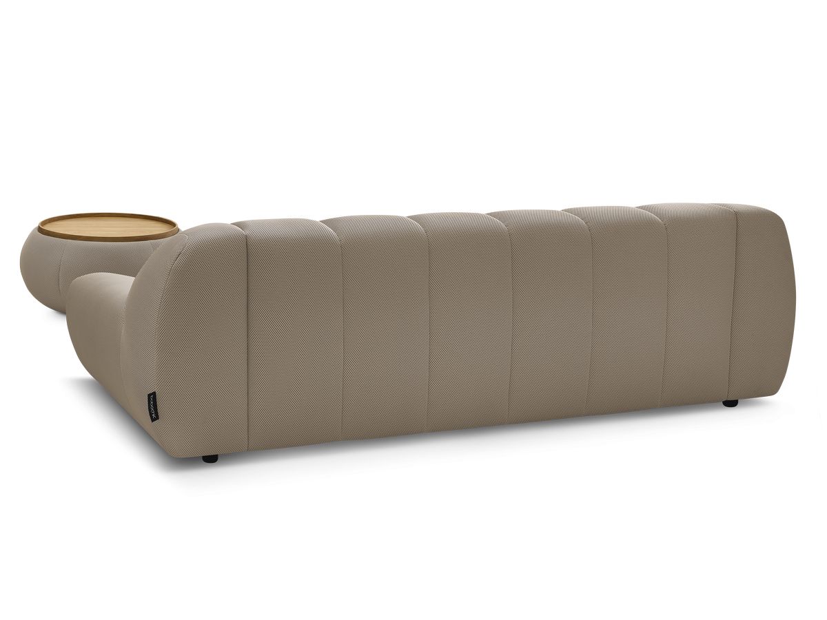 Canapé droit fixe 3 places HAYDEN tissu mesh avec pouf grand avec plateau