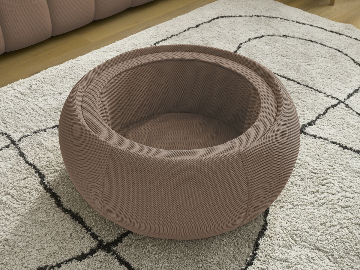 Canapé droit fixe 3 places HAYDEN tissu mesh avec pouf grand avec plateau