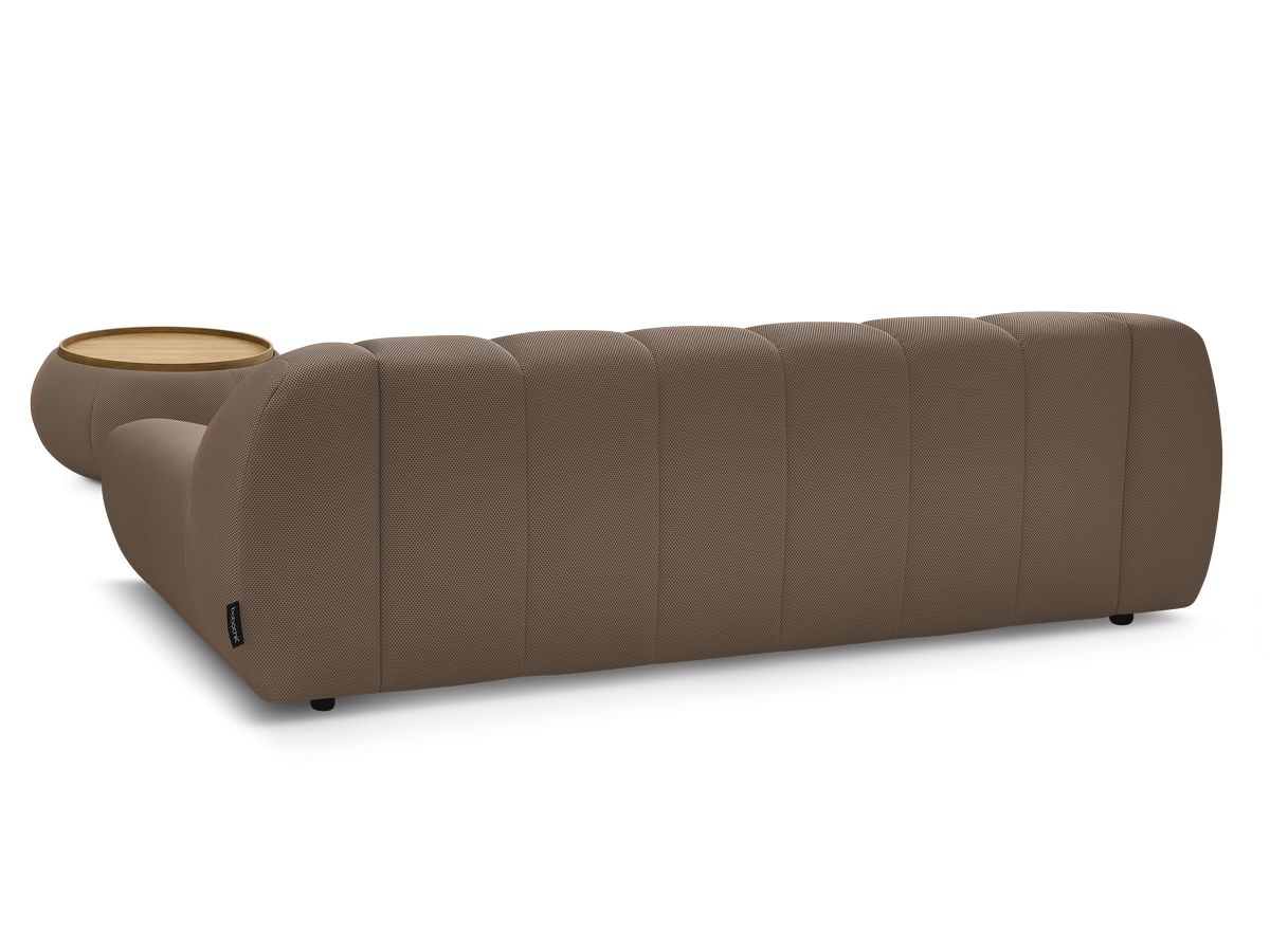 Canapé droit fixe 3 places HAYDEN tissu mesh avec pouf grand avec plateau