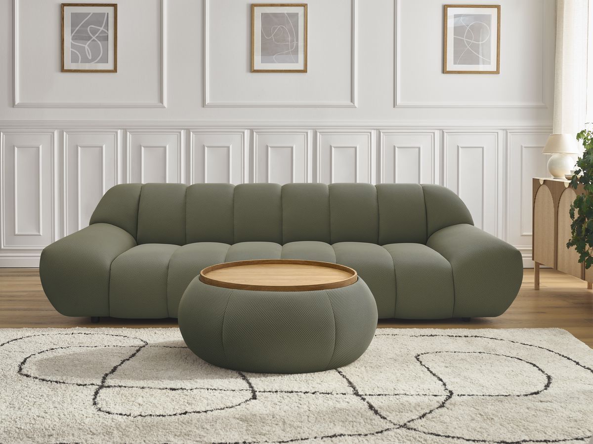 Hayden canapé droit fixe 3 places tissu mesh grand avec plateau vert - Vue supplémentaire 3