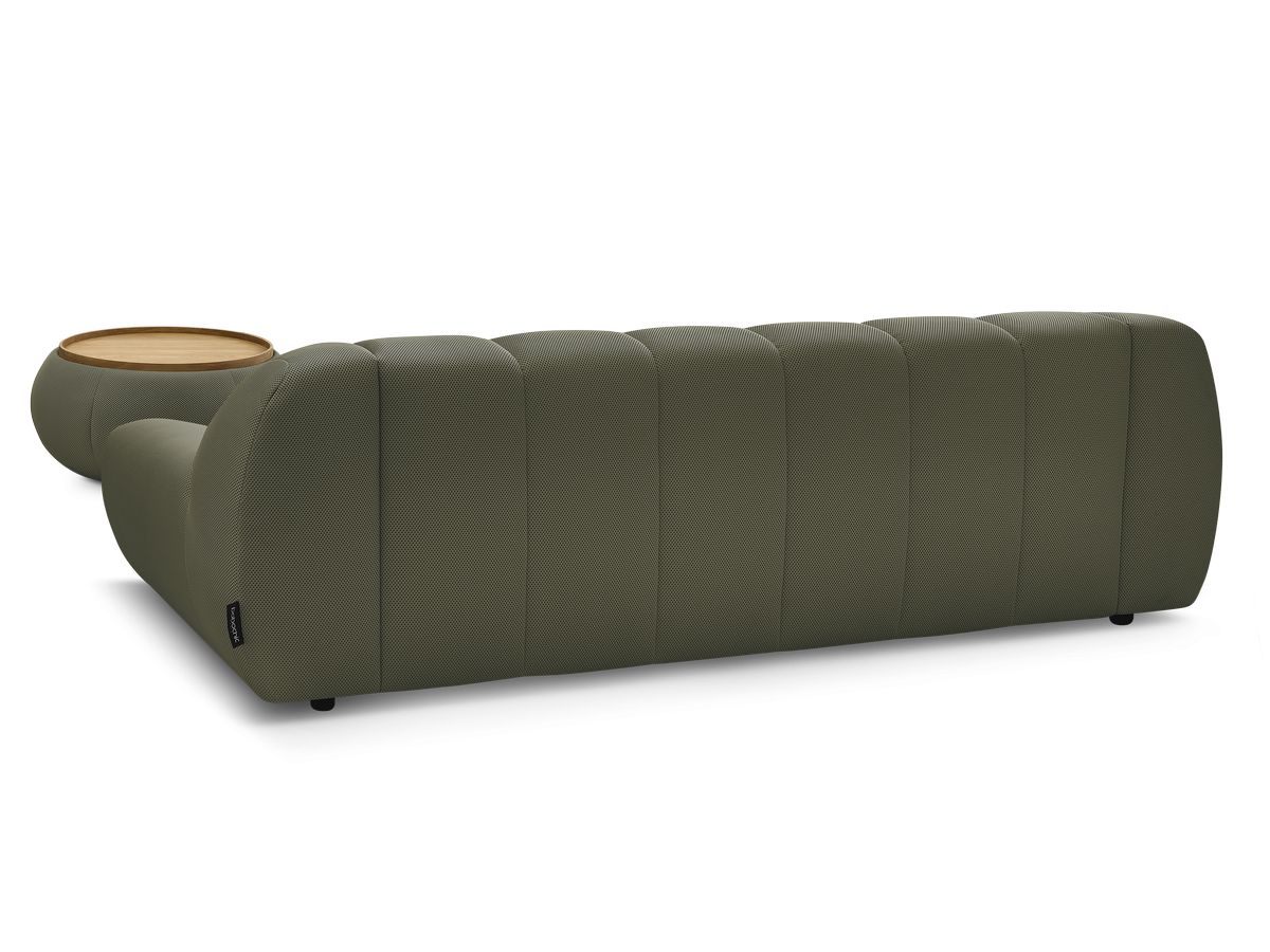 Canapé droit fixe 3 places HAYDEN tissu mesh avec pouf grand avec plateau