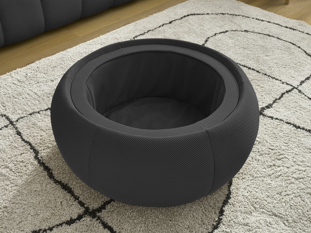 Canapé droit fixe 3 places HAYDEN tissu mesh avec pouf grand avec plateau