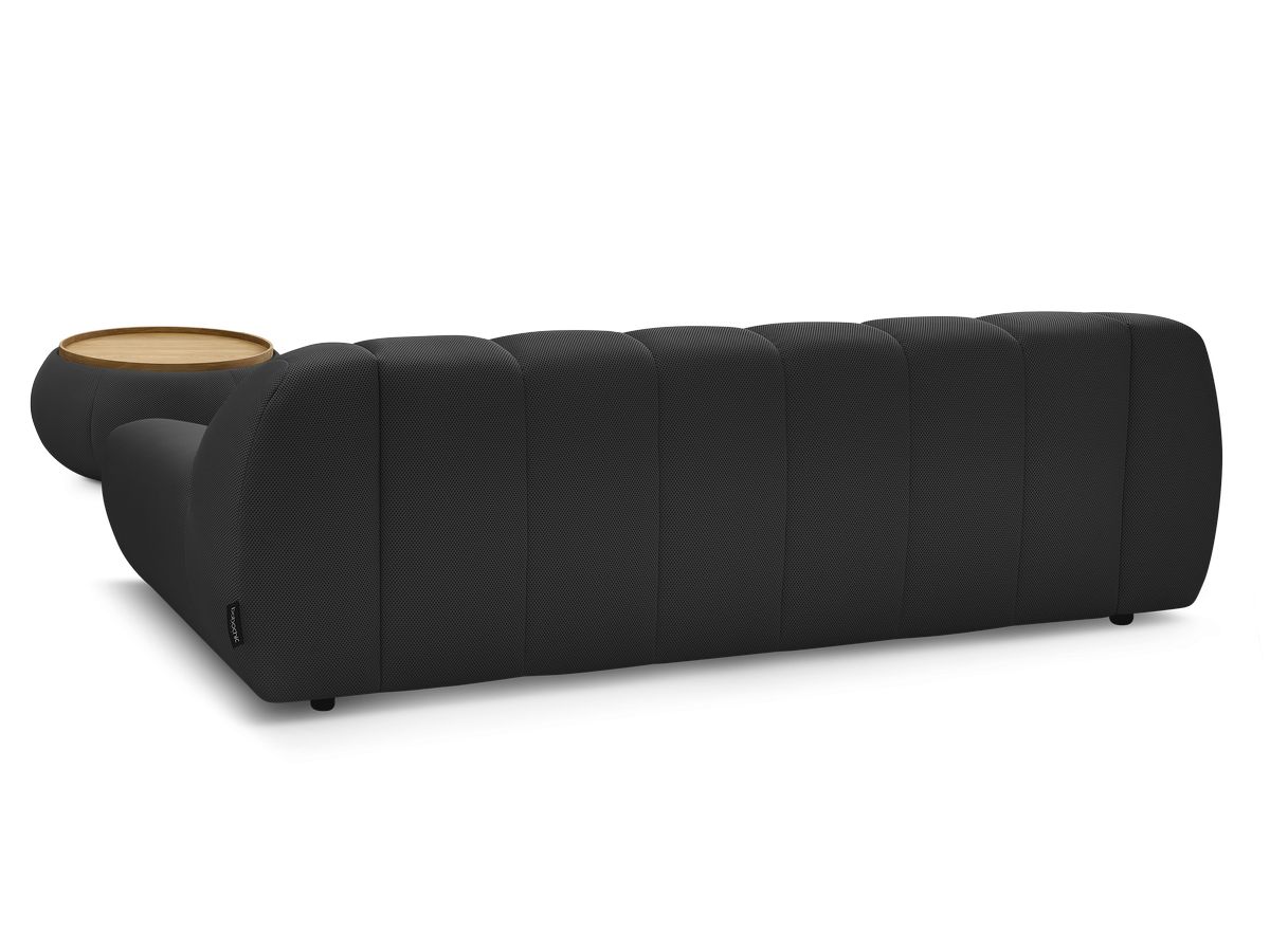 Canapé droit fixe 3 places HAYDEN tissu mesh avec pouf grand avec plateau