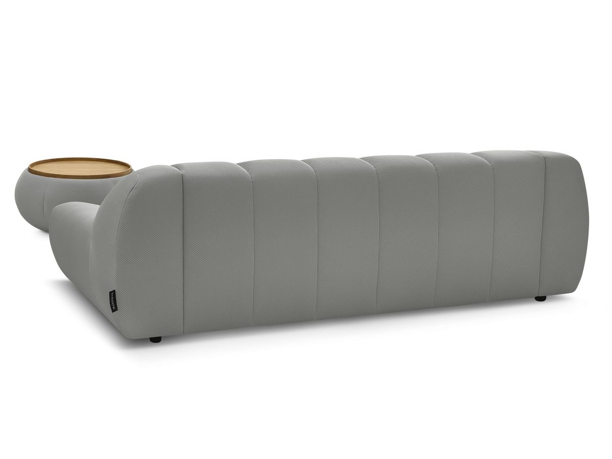 Canapé droit fixe 3 places HAYDEN tissu mesh avec pouf grand avec plateau