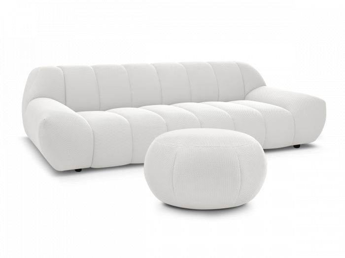 Canapé droit fixe 3 places HAYDEN tissu mesh avec pouf grand