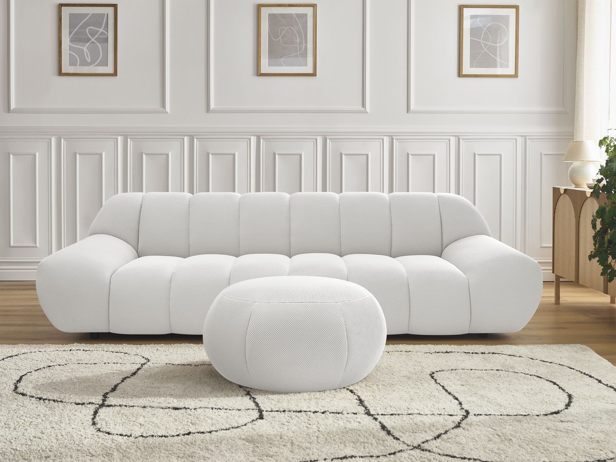 Hayden canapé droit fixe 3 places tissu mesh grand blanc - Vue supplémentaire 3