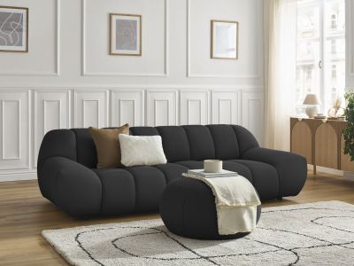 Canapé droit fixe 3 places HAYDEN tissu mesh avec pouf grand