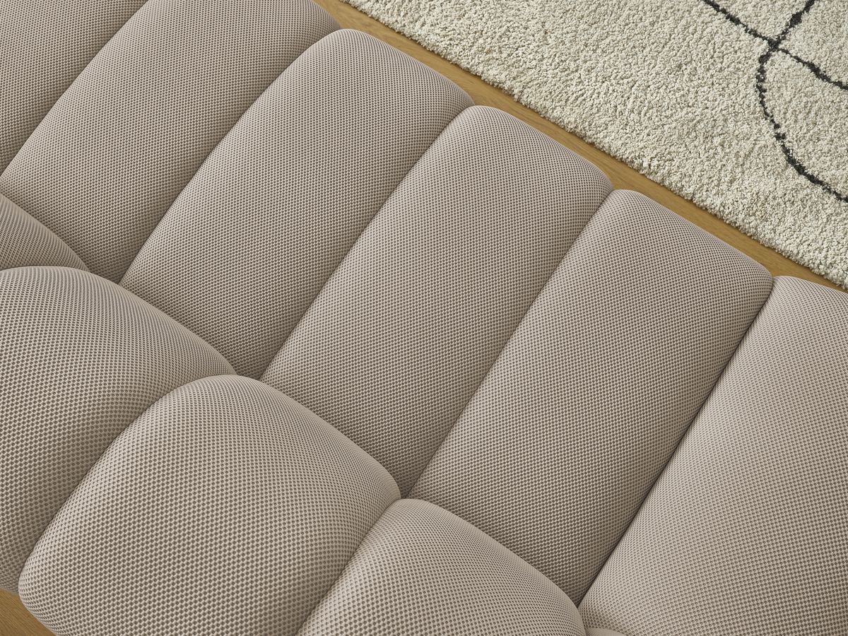 Canapé d'angle fixe EVEREST tissu chiné - Orange - Angle droit - 10 coussins