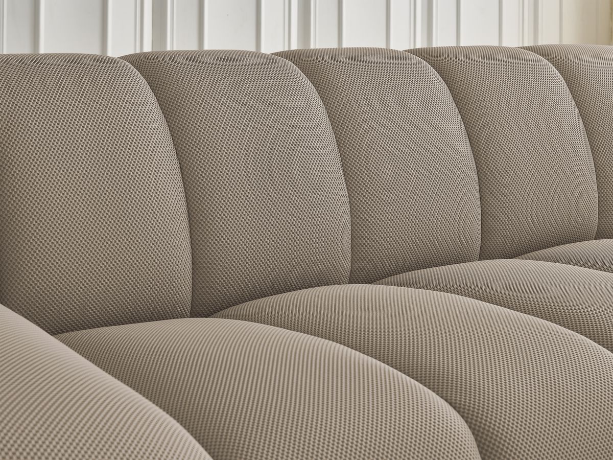 Canapé d'angle fixe EVEREST tissu chiné - Orange - Angle droit - 10 coussins