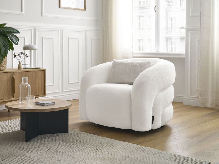 Fauteuil pivotant ELINA tissu bouclette