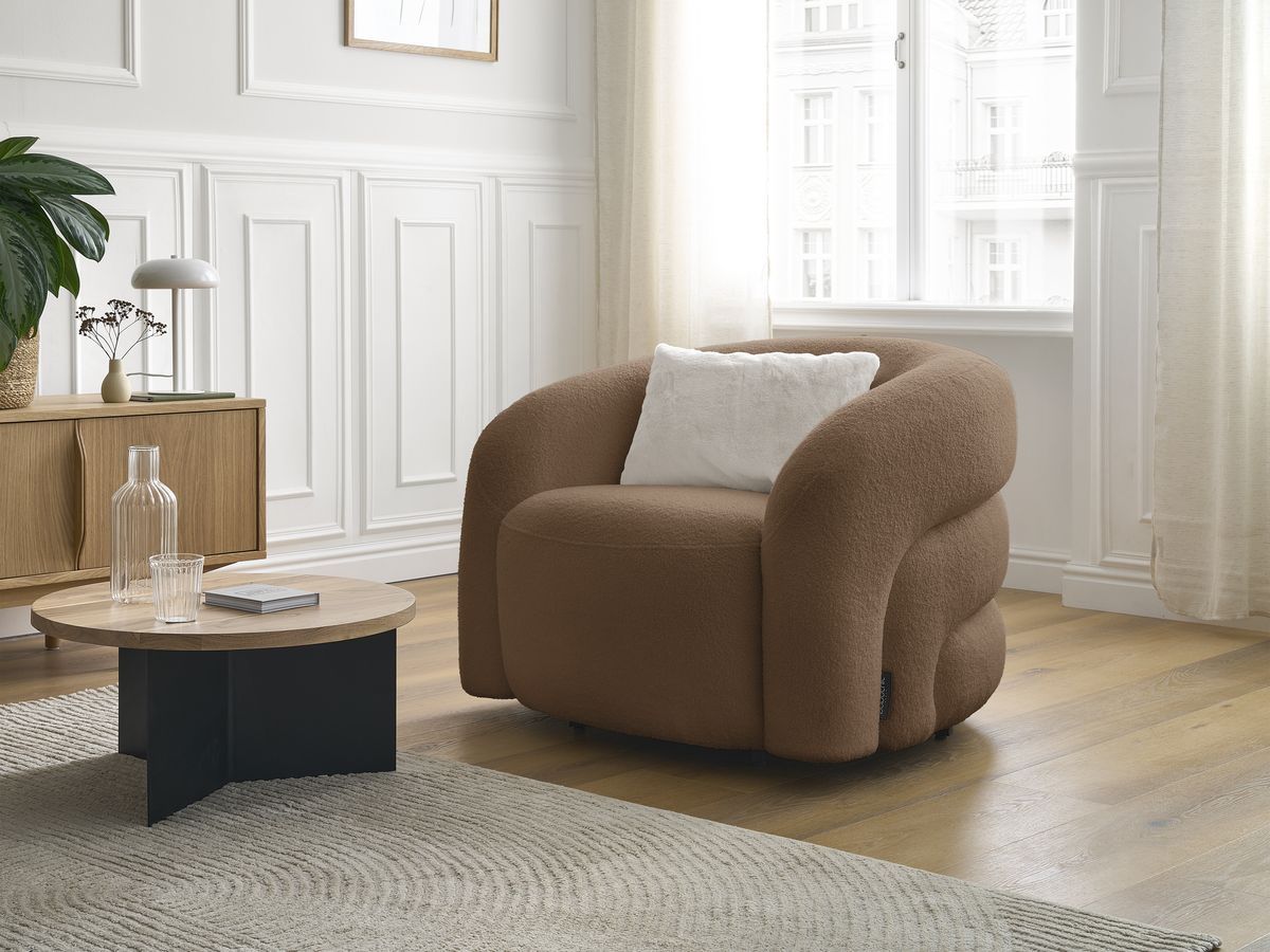 Fauteuil pivotant ELINA tissu bouclette
