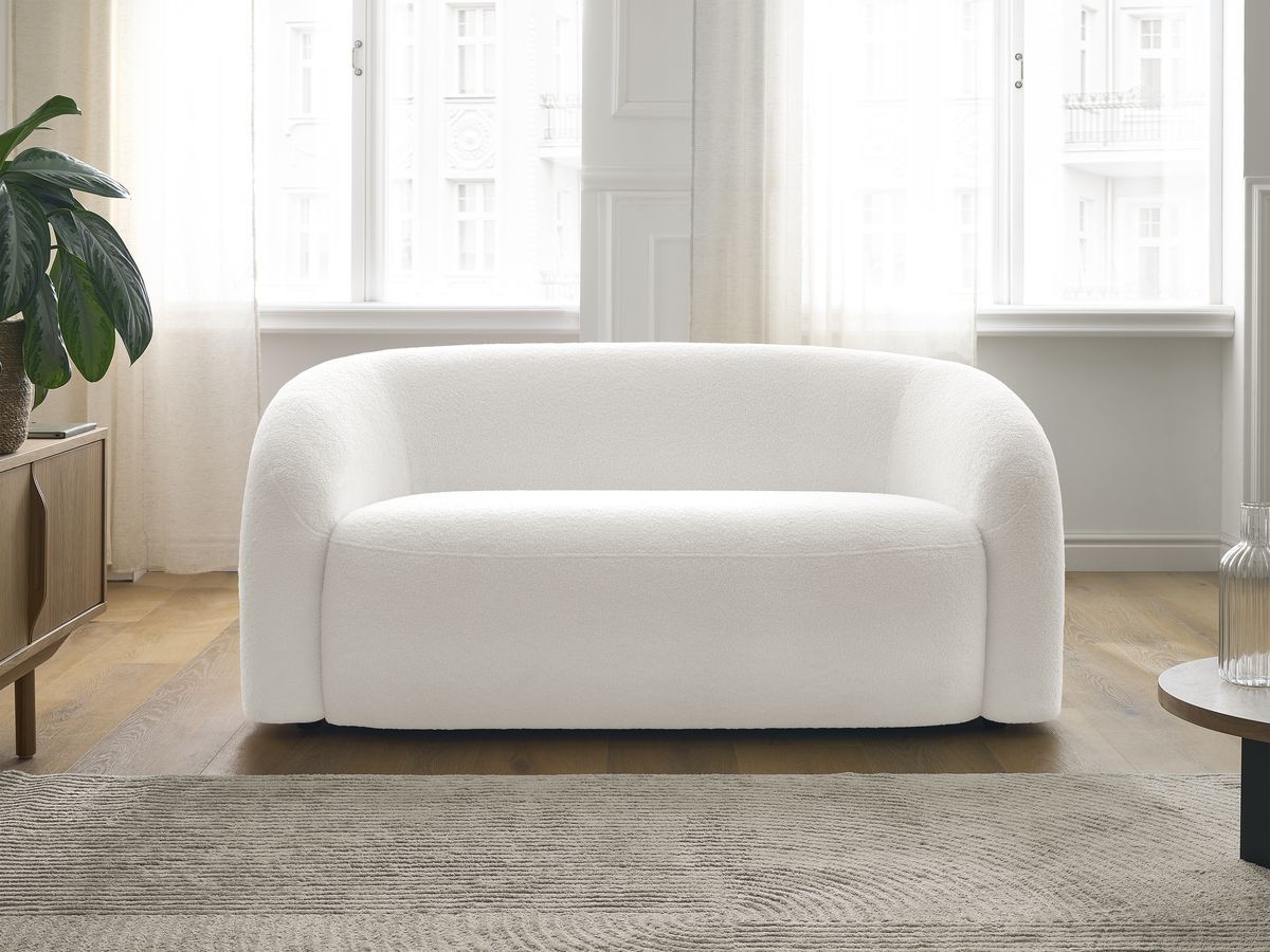 Canapé droit 2 places ELINA bouclette blanc — vue 5